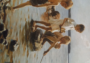Oryginalny obraz "Chłopcy na brzegu".